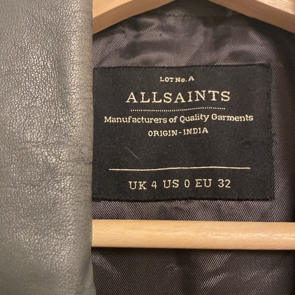 SOLD All Saints Charcoal Leather Moto Jacket - Picture 9 of 15